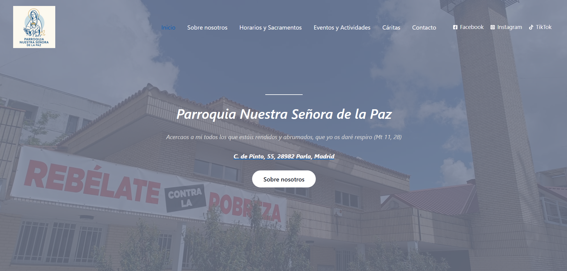 Inicio de la página web Parroquia La Paz Parla