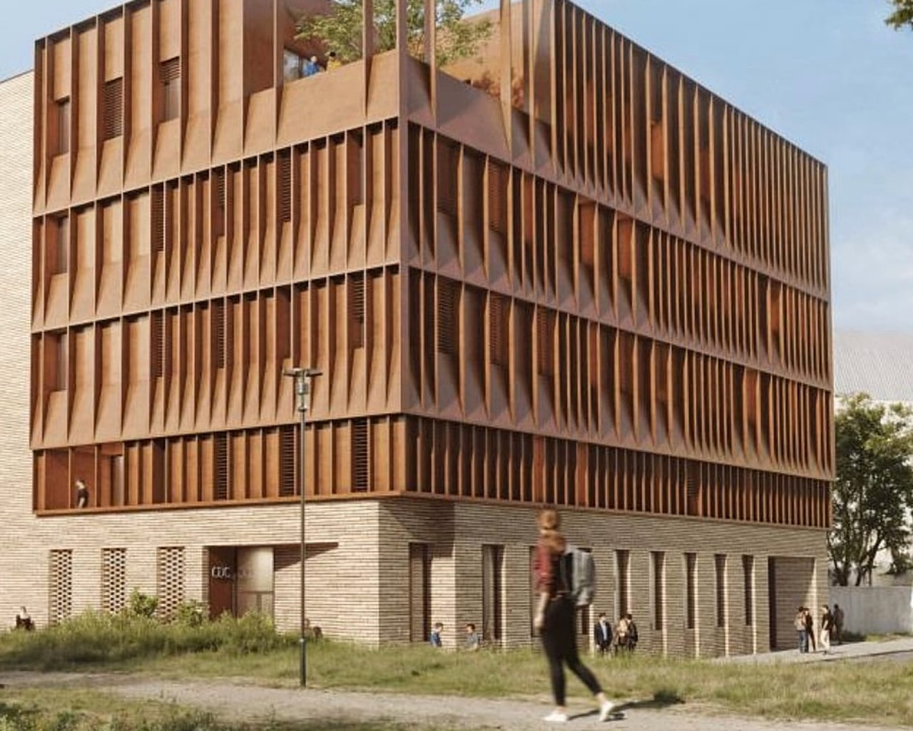 Signé par le cabinet d'architecte Ameller Dubois, l'Institut universitaire de chirurgie et de médecine interventionnelle Francine-Leca sera positionné dans l'ouest parisien sur deux parcelles de l'ancien hôpital Broussais. Outre l'AP-HP, ce projet mobilise six universités. (Ameller Dubois/APHP)