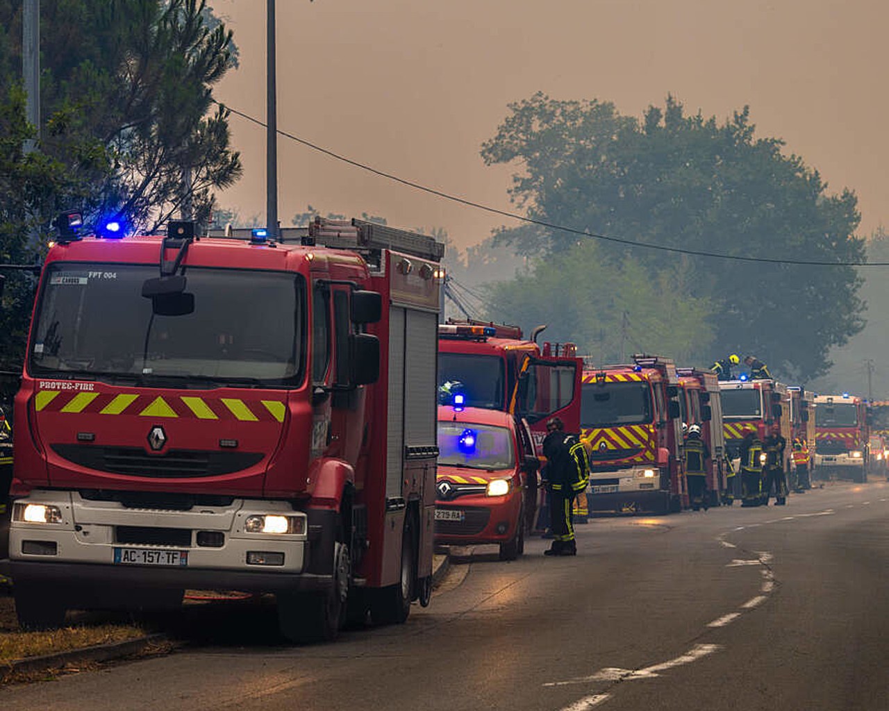 Le mégafeu qui sévit en Gironde depuis six jours engendre des impacts sanitaires importants, dont une qualité de l'air dégradée sur l'ensemble de la région. (Fabrice Hebert/Zuma/Sipa)
