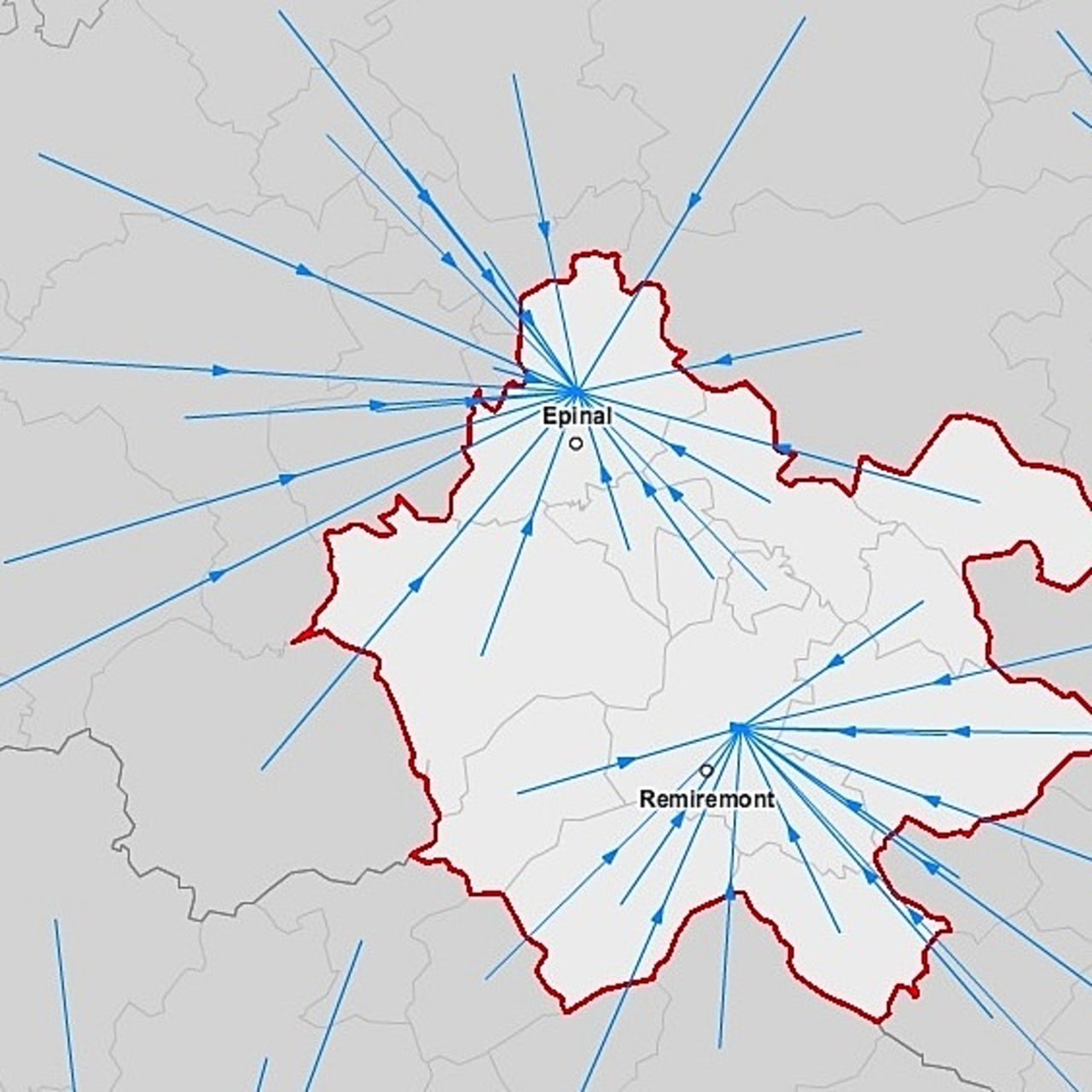 Vue globale des pôles d'attraction, séjours en obstétrique, 2014