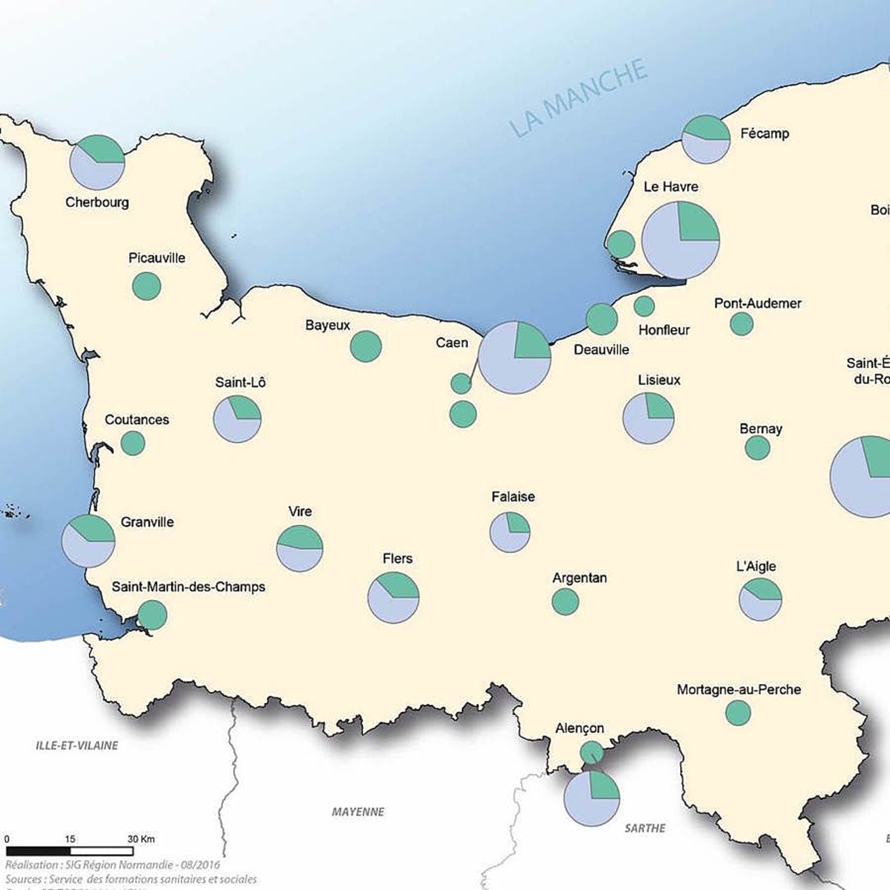 Les effectifs des Ifsi dans la région Normandie