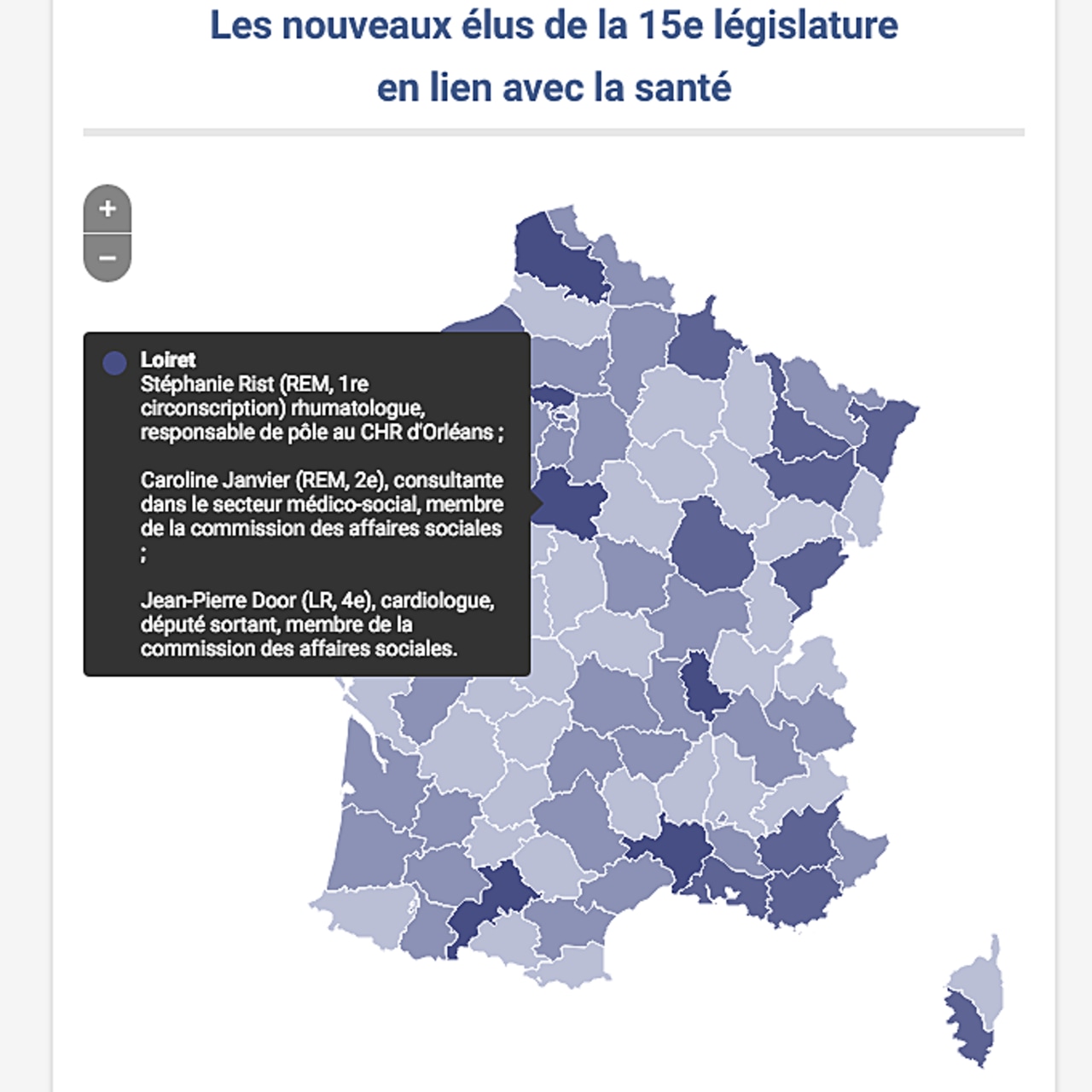 Les nouveaux élus de la 15e législature en lien avec la santé