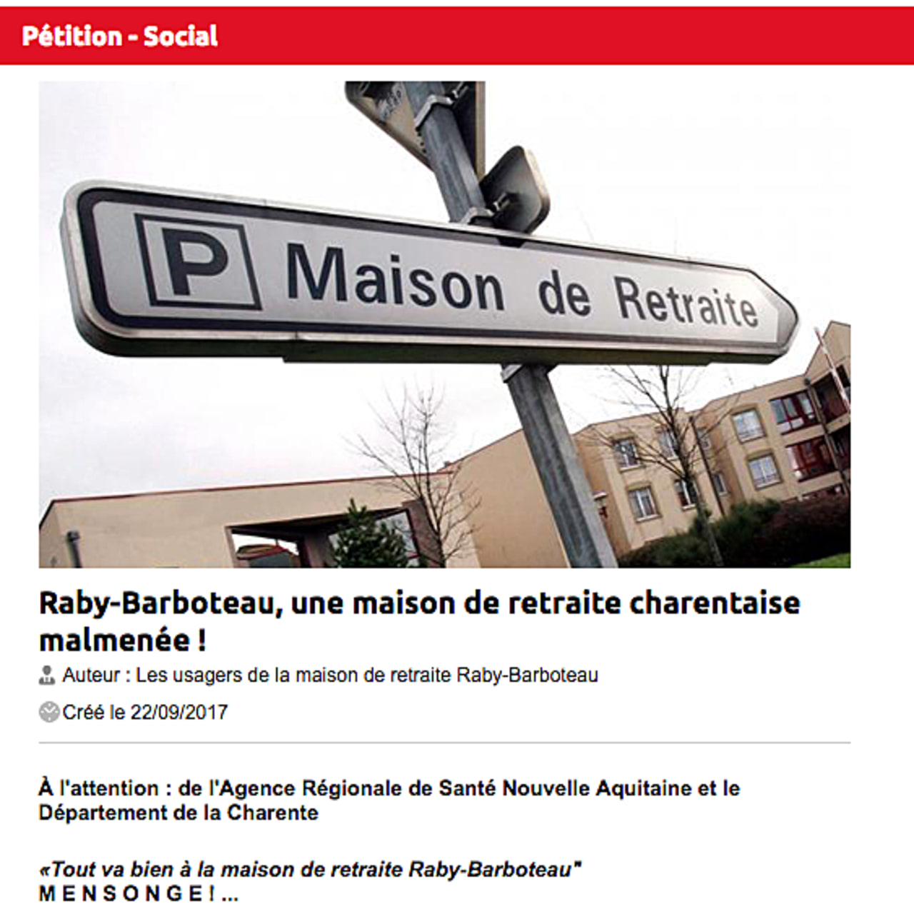 Pétition en ligne sur MesOpinions.com