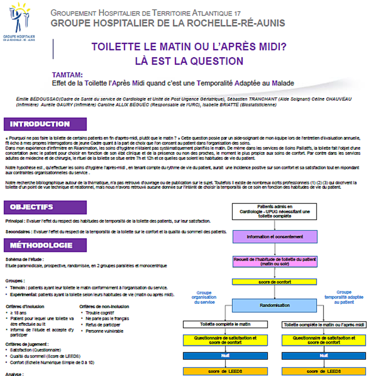 Le projet Tamtam cherche à répondre à la question "toilette le matin ou l'après-midi ?"