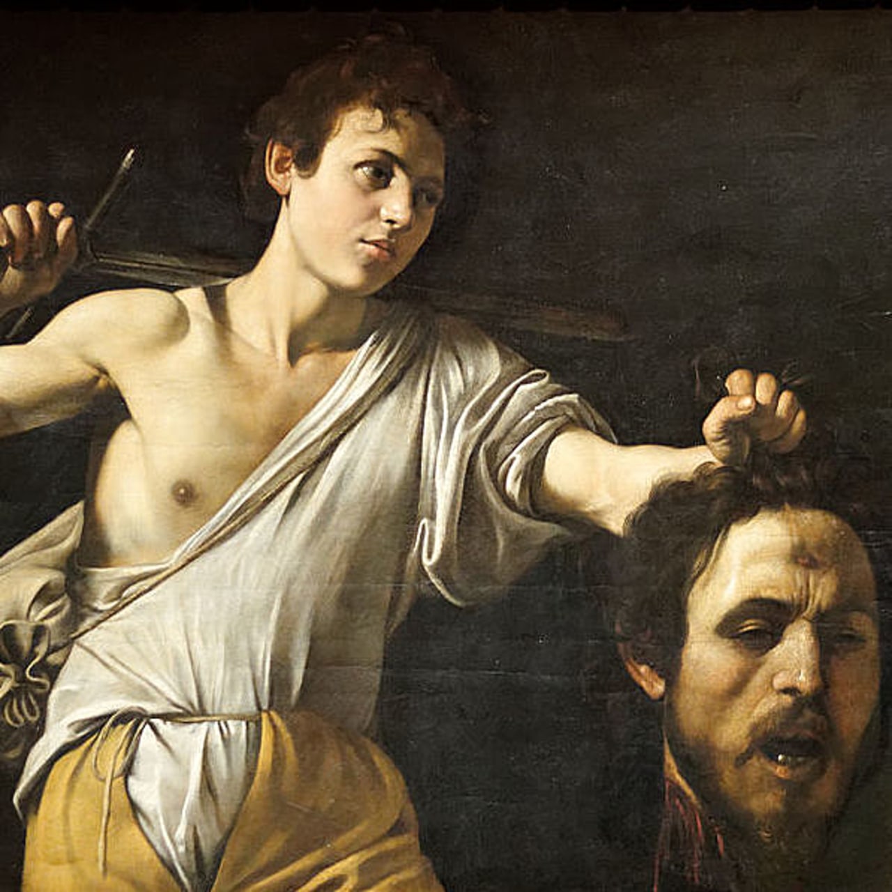 David avec la tête de Goliath, peinture du Caravage (vers 1600-1601). 