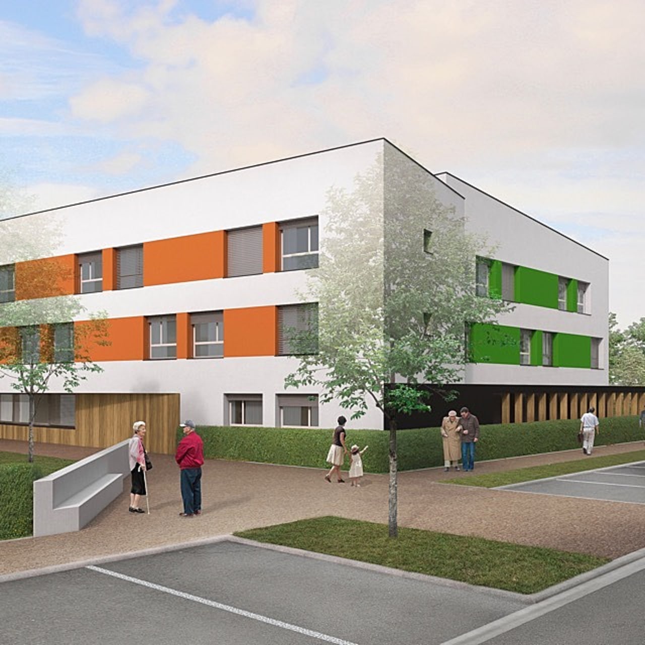 L'extension en R+2 s'inscrit dans le prolongement du bâtiment original.