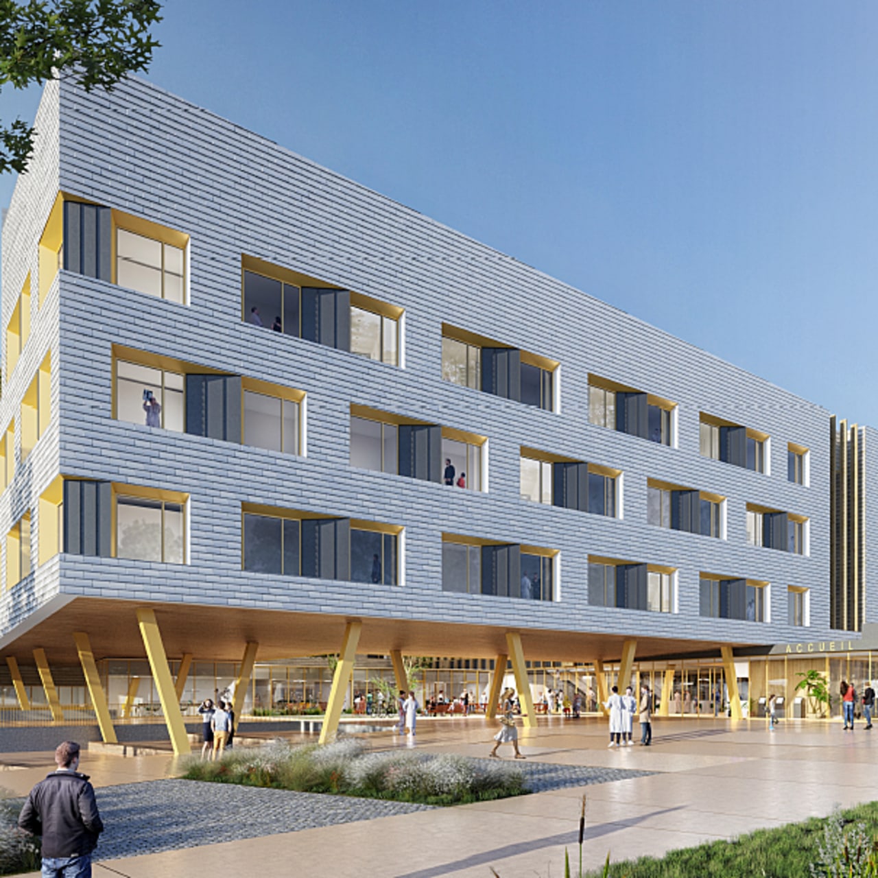 Le nouveau bâtiment MCO-psychiatrie de l'hôpital de Meaux doit être livré fin août 2024. Il représentera à lui seul 461 lits et places répartis en 5 niveaux.