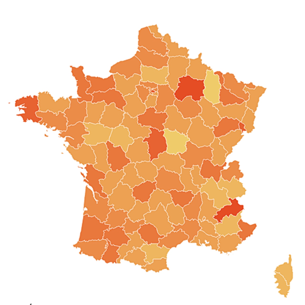 Évolution de la densité d'IRM par départements (Infographie Hospimedia)