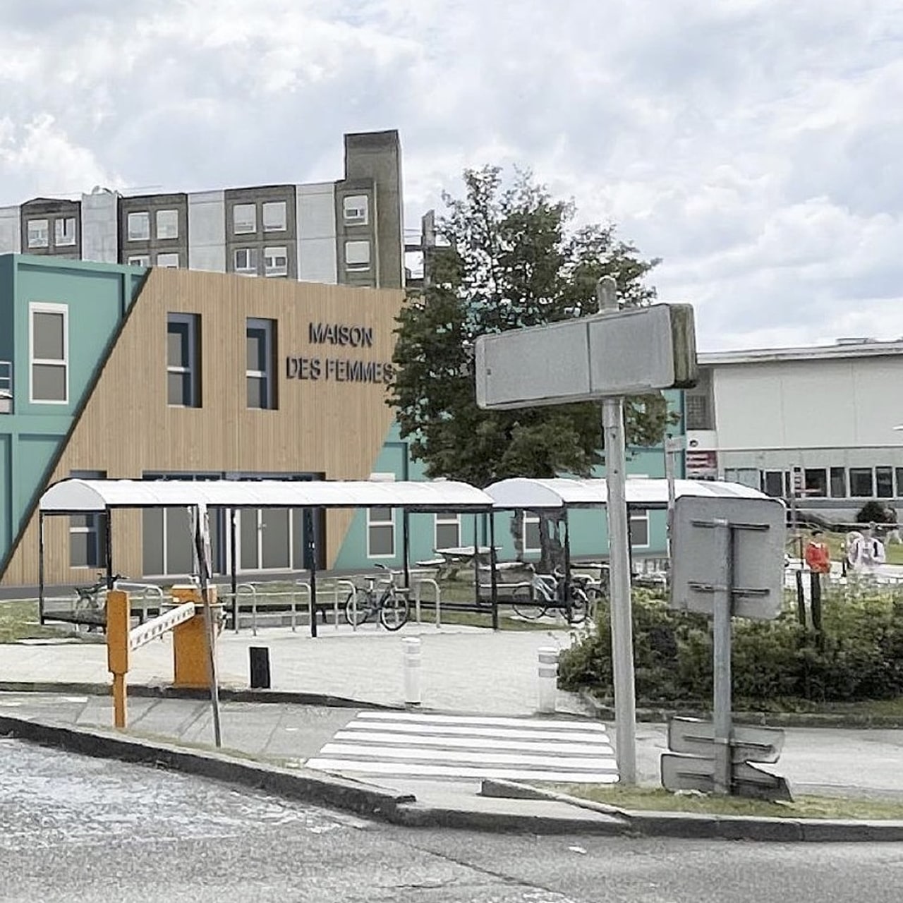 La maison des femmes va voir le jour dans un nouveau bâtiment directement construit à proximité du site Sud du CHU de Rennes. Il abritera treize bureaux, une salle d'activité et un espace de convivialité. (Geoffrey Setan Architecte/CHU Rennes)