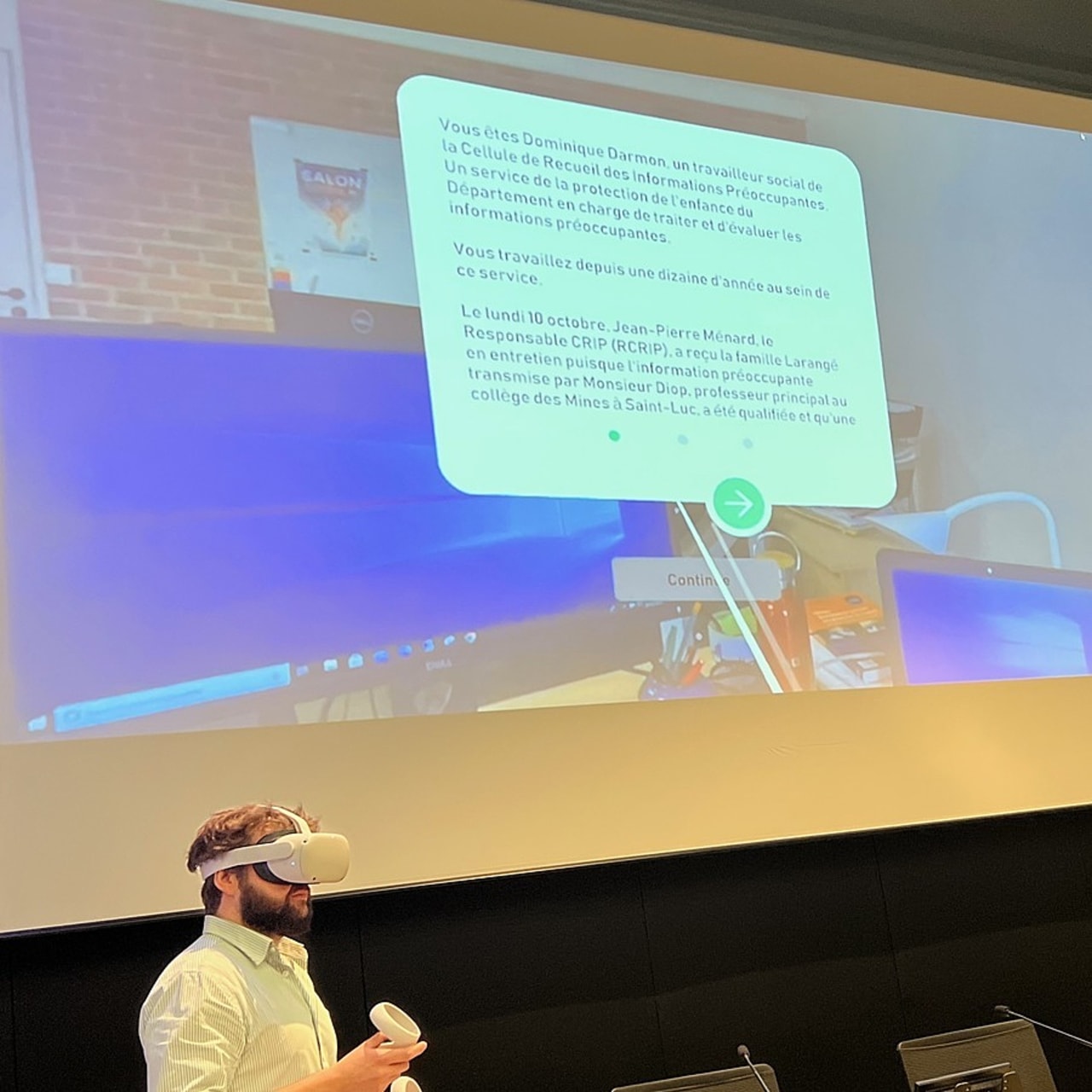 L'apprenant est mis complètement en situation, plongé dans la peau du professionnel grâce à la réalité virtuelle. (Emmanuelle Deleplace/Hospimedia)