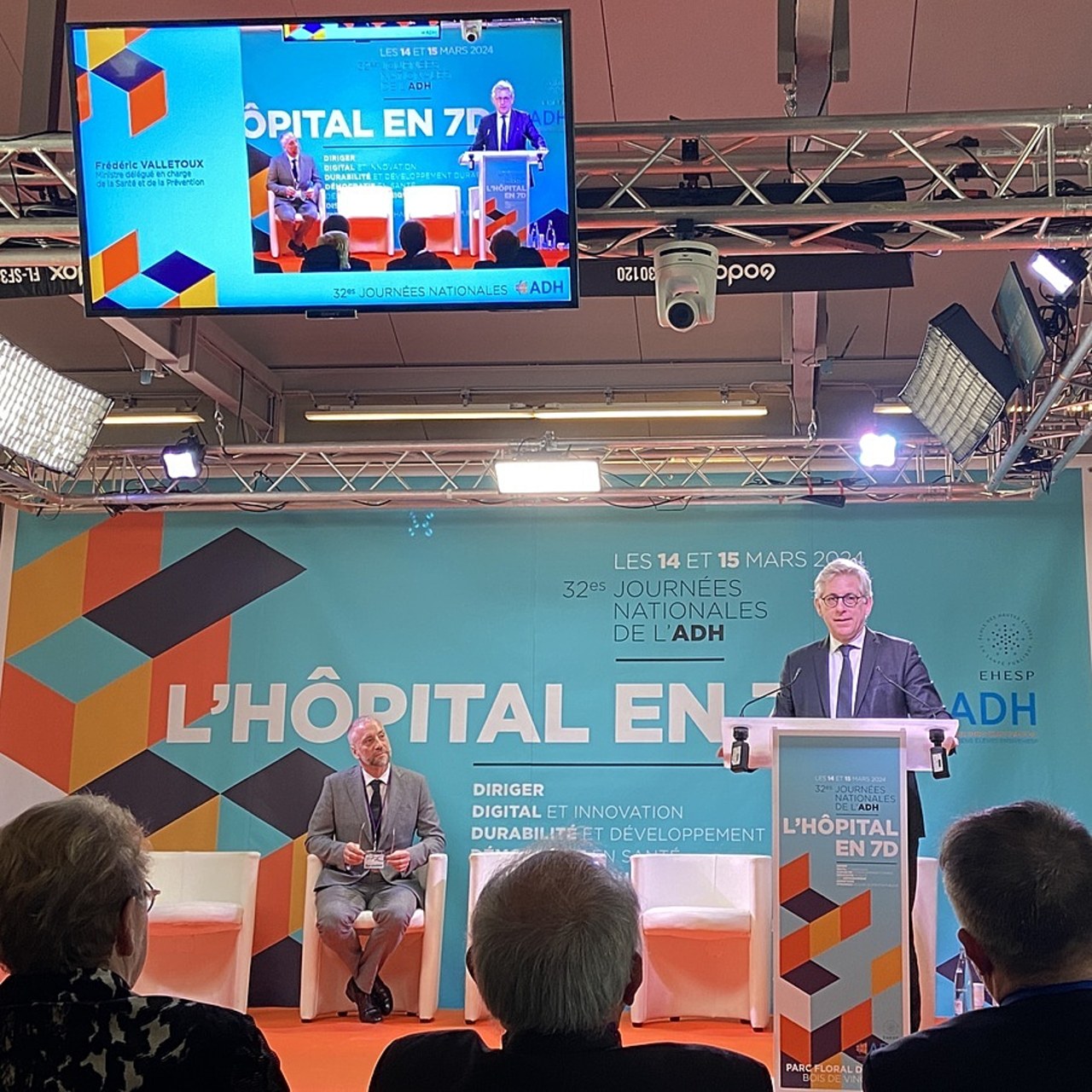 En ouverture des journées de l'ADH, Frédéric Valletoux a mis en exergue le rôle pivot joué par les directeurs d'hôpital, des professionnels de l'ombre en tout point "essentiels au bon fonctionnement" du système de santé. (Thomas Quéguiner/Hospimedia)