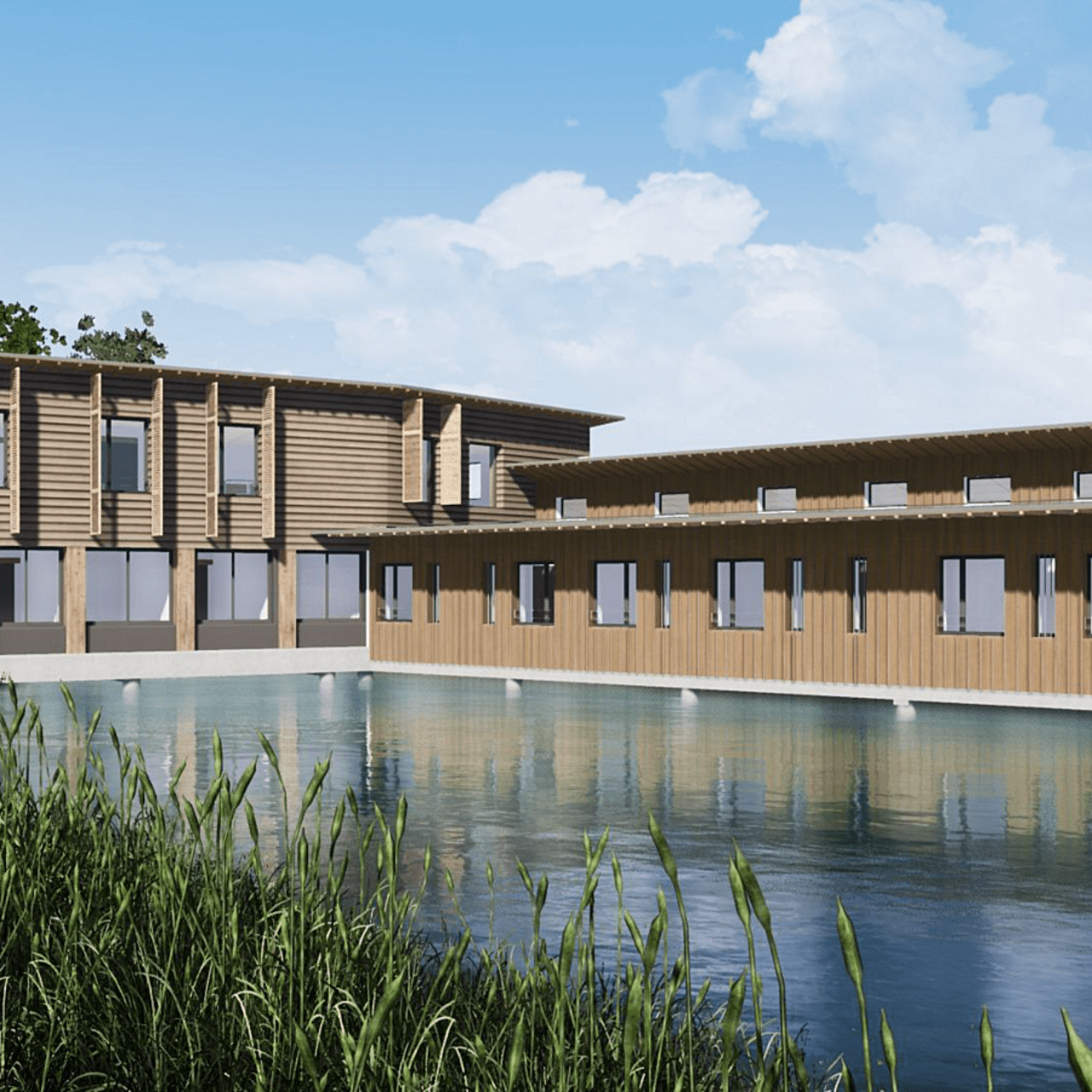 Le bâtiment est construit sur pilotis dans un espace déjà occupé par un bassin de rétention d'eau. (Thomas Hus/CH Arcachon)