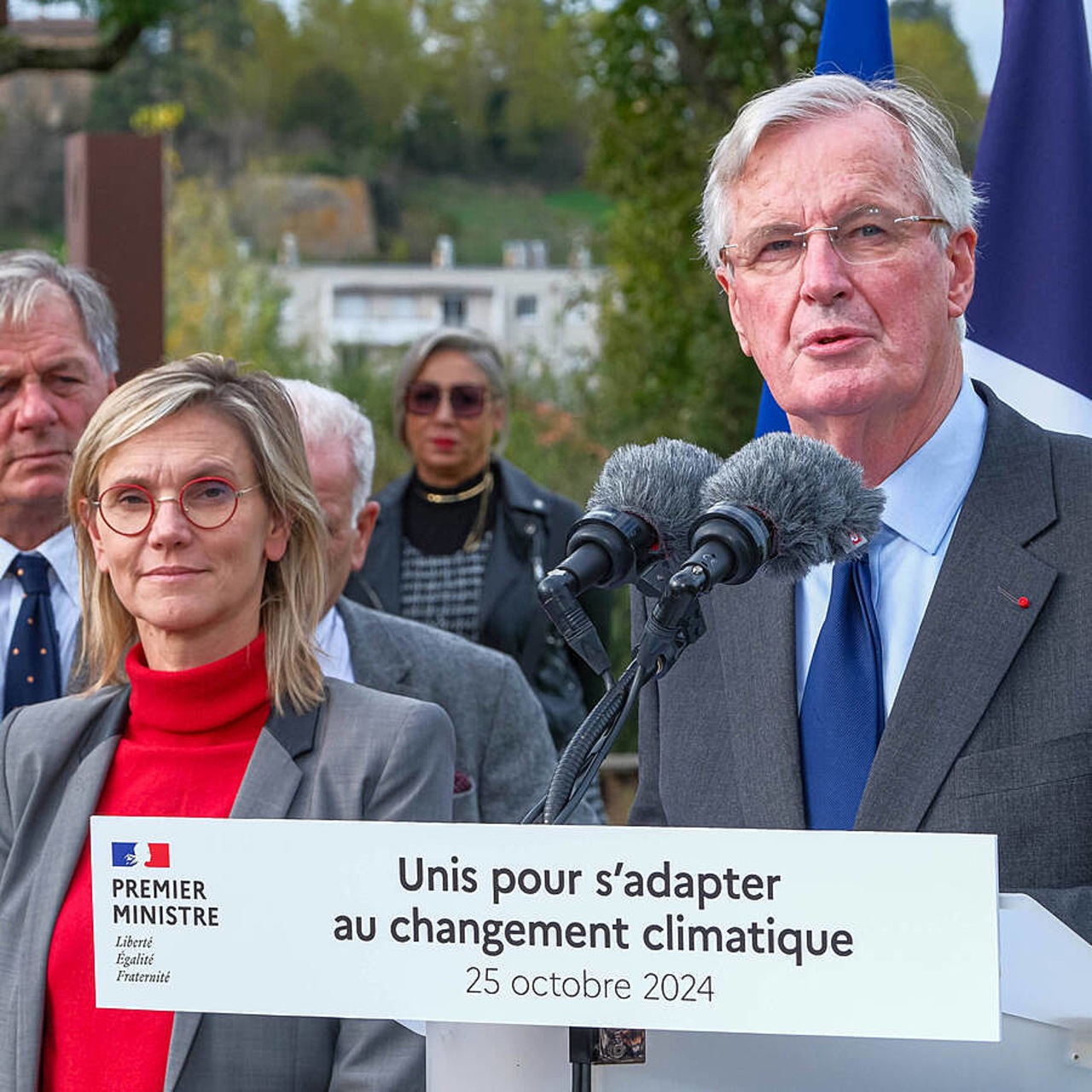 Le Premier ministre a présenté les grandes lignes du troisième plan national d'adaptation au changement climatique à Givors dans le Rhône. (Bony/Sipa)