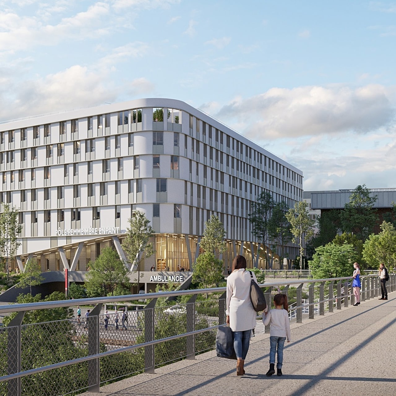 À l'horizon 2028, la maternité du CHU de Rennes quittera l'hôpital Sud pour intégrer à l'ouest de la ville le site de Pontchaillou dans un bâtiment de 40 100 m2. (Artbuild)