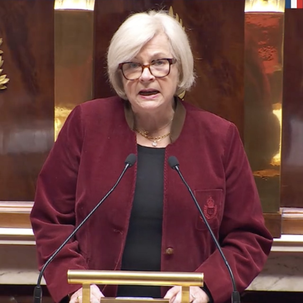 Devant les députés, la ministre de la Santé et des Solidarités Catherine Vautrin a défendu les "améliorations" et nouveaux "apports" proposés sur le budget de la sécurité sociale. (Capture de la retransmission vidéo de la séance publique du 3 janvier à l'Assemblée nationale)