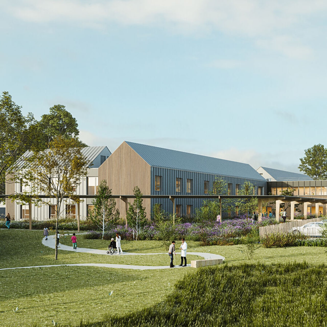 Le projet architectural met en avant des espaces extérieurs qui doivent favoriser la biodiversité et concourir à la stimulation sensorielle des résidents. (Crédit photo L'atelier des loges)