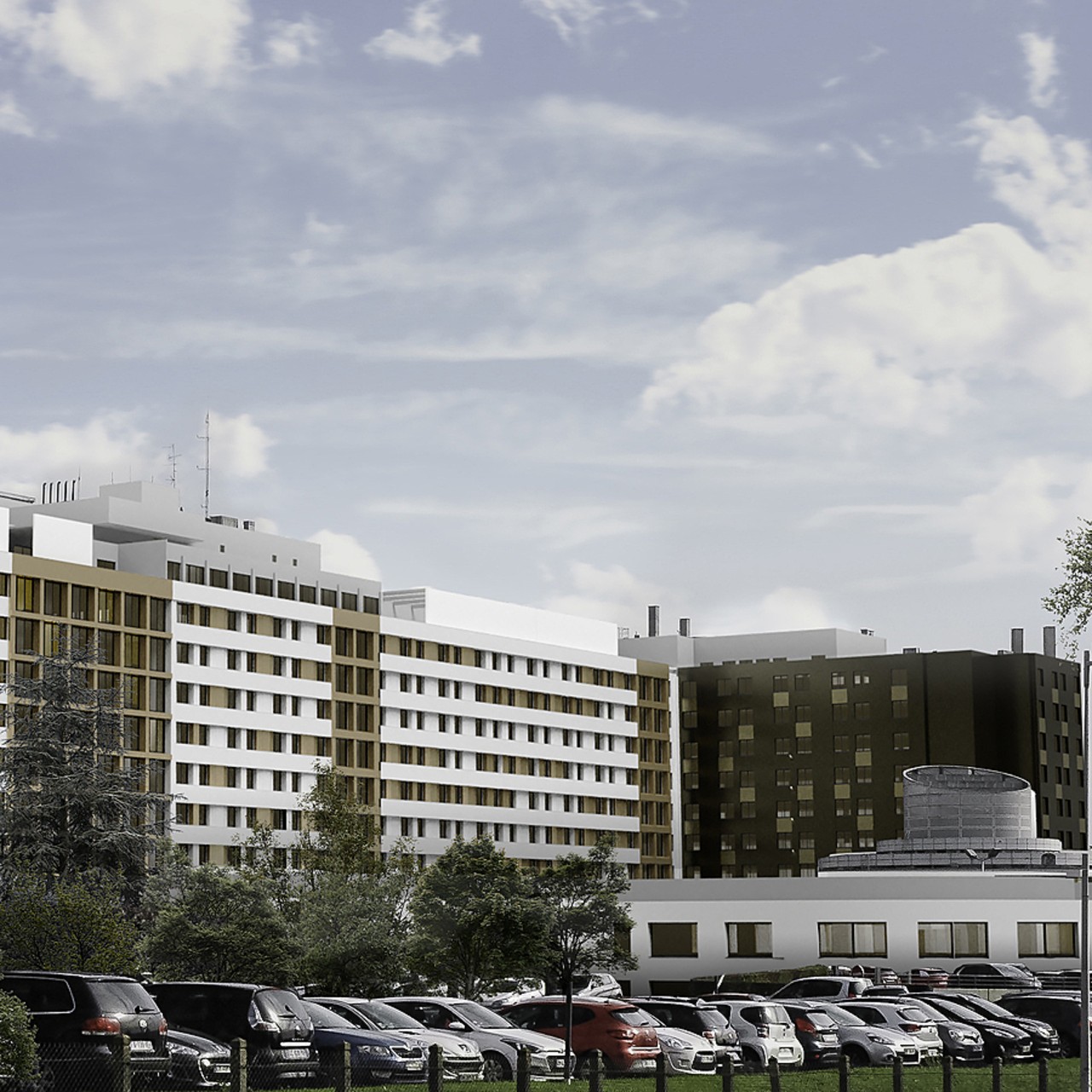 Le bâtiment soins critiques-réanimation et la tour socle seront restructurés d'ici 2032. (CHU de Limoges)