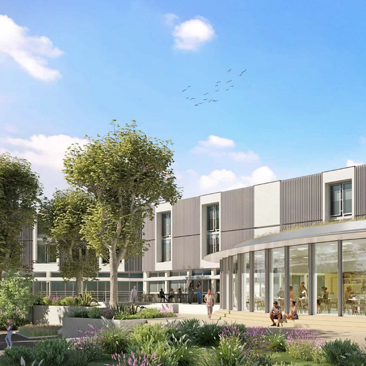 La construction d'un nouveau bâtiment est l'une des principales étapes du projet d'extension et de restructuration de la Clinique Sainte-Marthe-Saint-Joseph à Marseille. L'opération doit s'achever au premier trimestre 2027. (Atelier Russo Architecture)