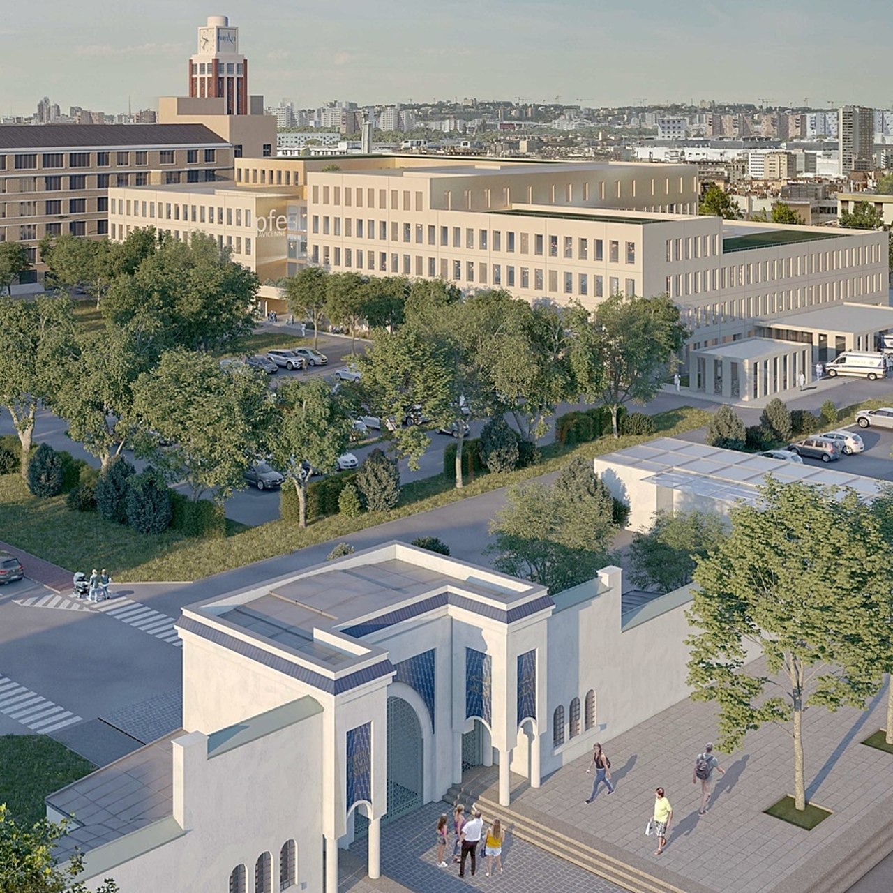 Le nouveau pôle femme-enfant d'Avicenne disposera d'un bâtiment de 20 000 m2 répartis sur six étages. Ce chantier est l'aboutissement du recentrage stratégique sur Bobigny des activités lourdes, aiguës et interventionnelles du groupe hospitalo-universitaire Paris Seine-Saint-Denis. (AIA Life designers)