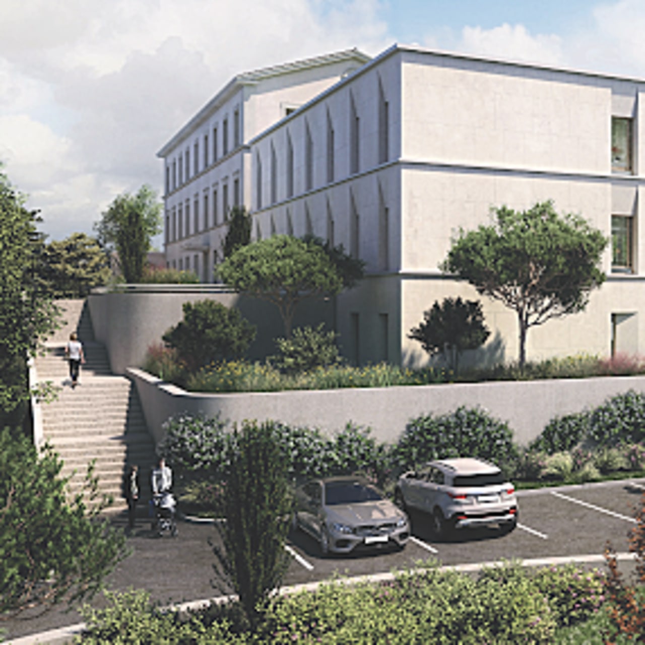 Deux bâtiments du CH de Montfavet à Avignon doivent être rénovés d'ici début 2029, grâce à l'opération immobilière "la plus importante" du plan pluriannuel d'investissement de l'établissement spécialisé en psychiatrie. (cabinet d'architectes HSLA/CH de Montfavet)