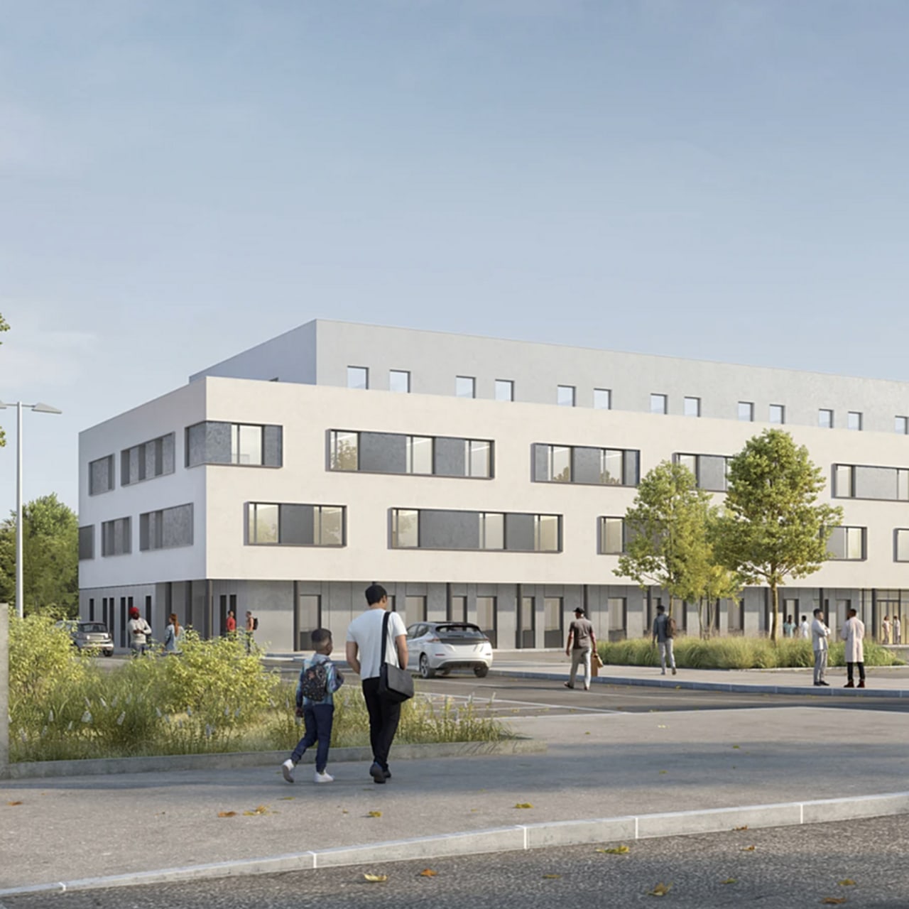 L'organisation des lieux impose une construction en longueur et avec une hauteur limitée pour le nouveau bâtiment SMR de la fondation La Renaissance sanitaire à Jossigny. (cabinet d'architectes Ameller Dubois)