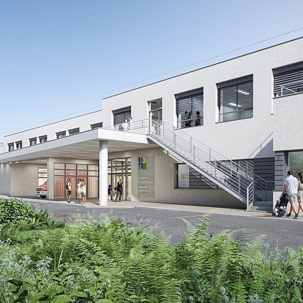 Le nouveau bâtiment, sur le site de Saint-Vallier, accueillera ses premiers patients au deuxième semestre 2027. (Hôpitaux Drôme-Nord)