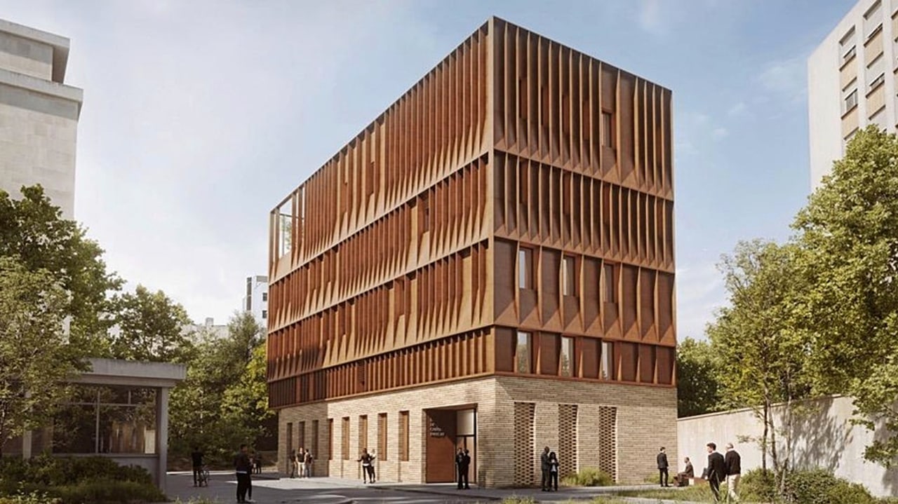 Signé par le cabinet d'architecte Ameller Dubois, l'Institut universitaire de chirurgie et de médecine interventionnelle Francine-Leca sera positionné dans l'ouest parisien sur deux parcelles de l'ancien hôpital Broussais. Outre l'AP-HP, ce projet mobilise six universités. (Ameller Dubois/APHP)