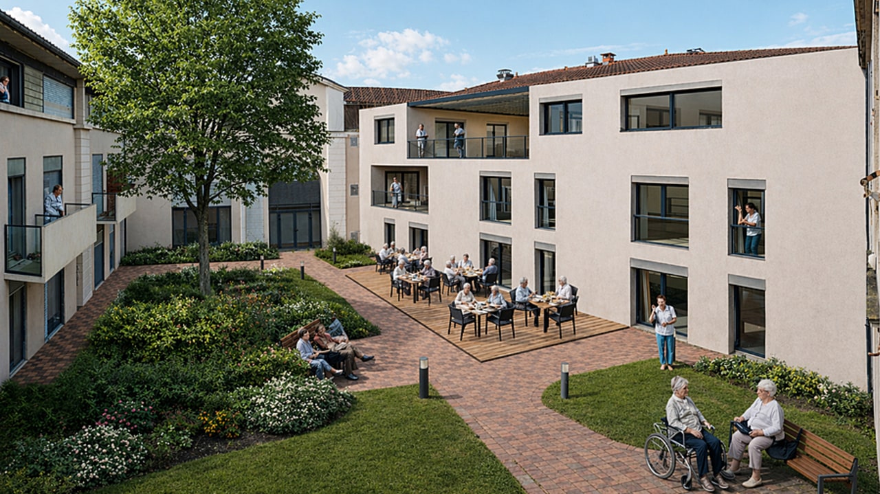 Chaque hameau de vie disposera désormais d'une terrasse. (Anne Derrien/cabinet Architransition)