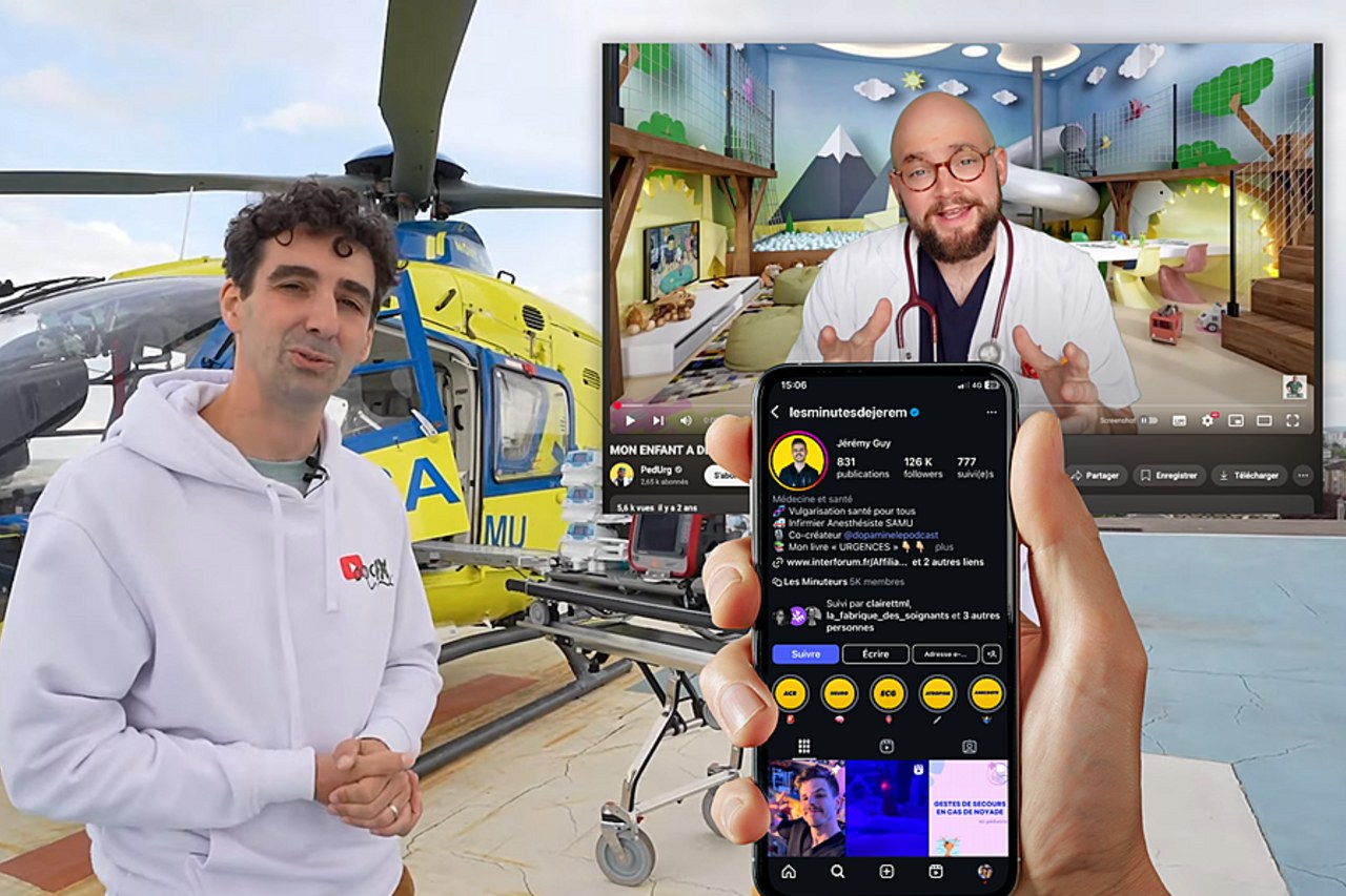 Les Drs François-Xavier Moronval et Jules Fougère, l'infirmier anesthésiste Jérémy Guy... Ces trois passionnés de médecine d'urgence conçoivent des vidéos hautement pédagogiques et qualitatives pour décrypter la santé auprès du plus grand nombre et améliorer en retour son organisation. (Anne-Laure Juif/Hospimedia)