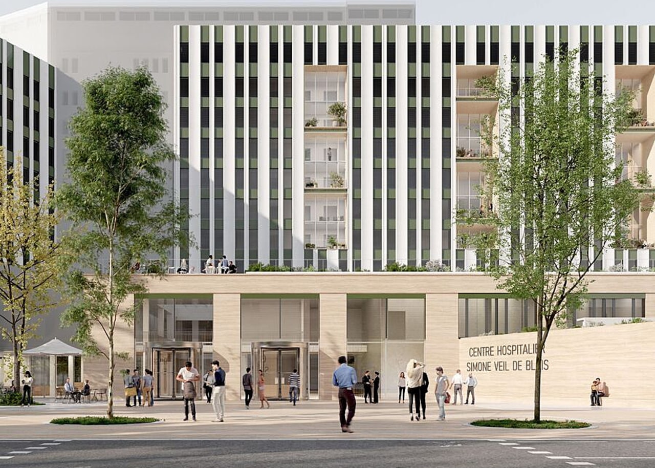 Le projet immobilier porté par le CH de Blois, qui est l'aboutissement de réflexions menées par l'établissement depuis 2016, figure dans le schéma directeur et immobilier de l'établissement depuis 2017. (Brunet Saunier architecture)