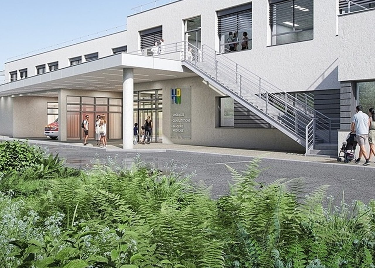 Le nouveau bâtiment, sur le site de Saint-Vallier, accueillera ses premiers patients au deuxième semestre 2027. (Hôpitaux Drôme-Nord)