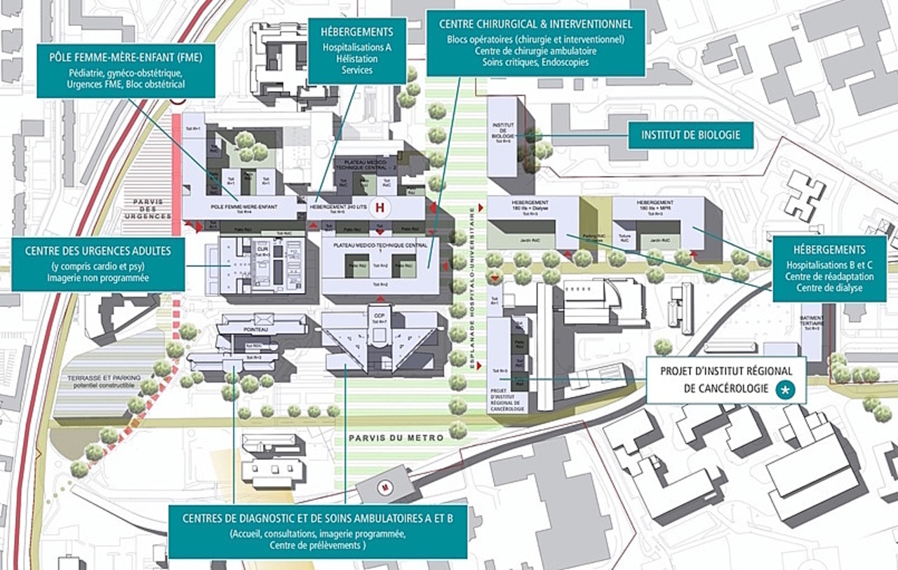 À terme en 2026, le CHU de Rennes proposera un nouveau visage en association avec le Centre Eugène-Marquis.