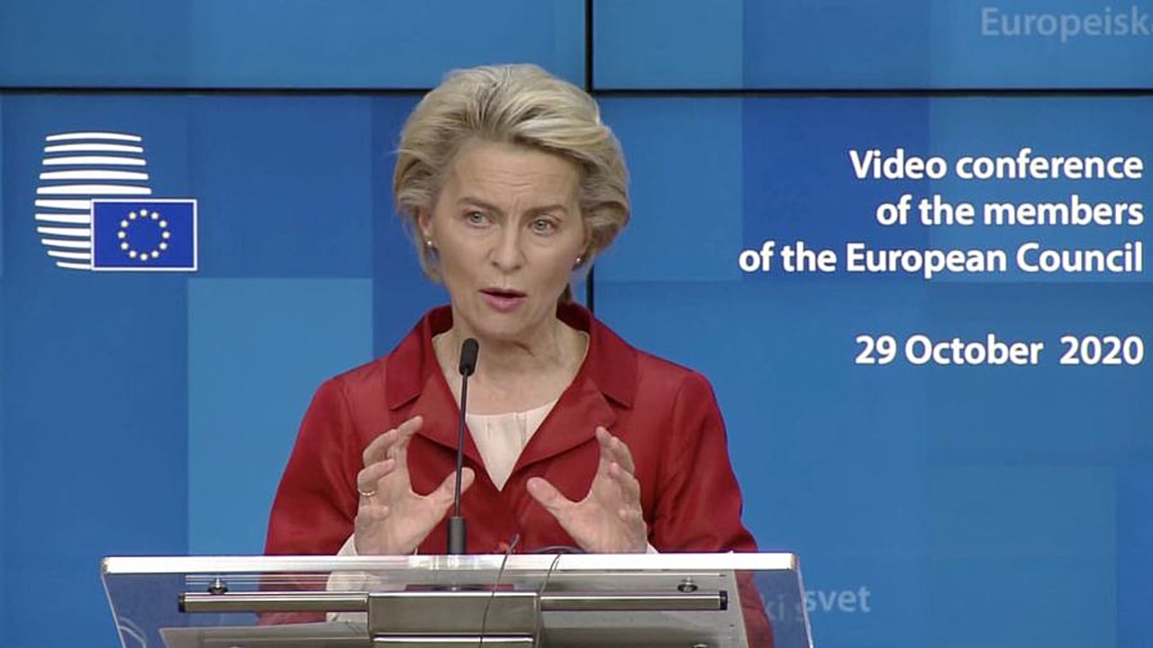 Ursula von der Leyen a garanti que la distribution des vaccins se ferait de manière équitable. (Capture d'écran Conseil européen)