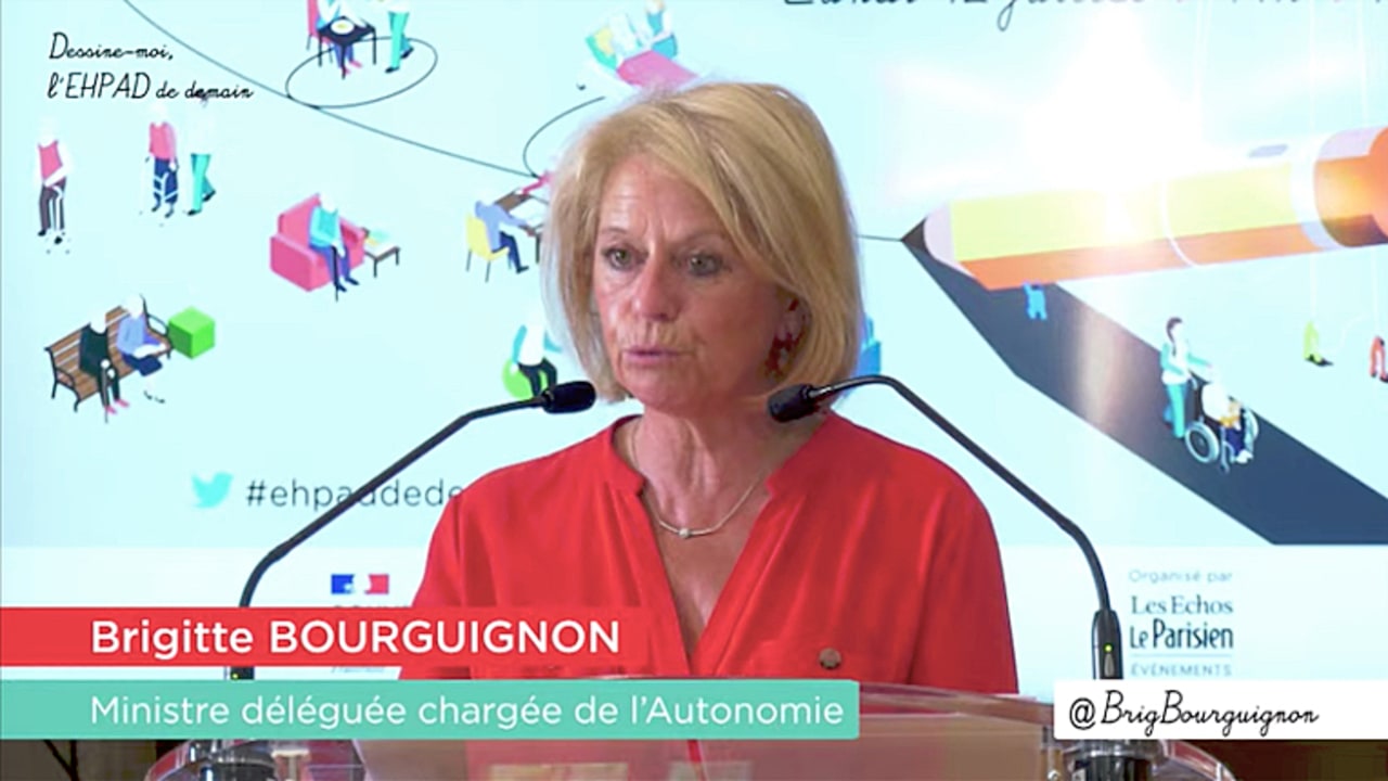 Lors de la clôture du colloque Dessine-moi l'Ehpad de demain, Brigitte Bourguignon, ministre déléguée à l'Autonomie, a esquissé les trois piliers à même de soutenir la transformation des Ehpad. (Capture d'écran)