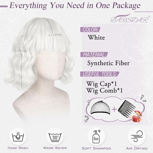 Vue 2 de Barsdar Perruque Blanc Avec