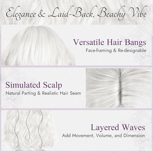 Vue 4 de Barsdar Perruque Blanc Avec