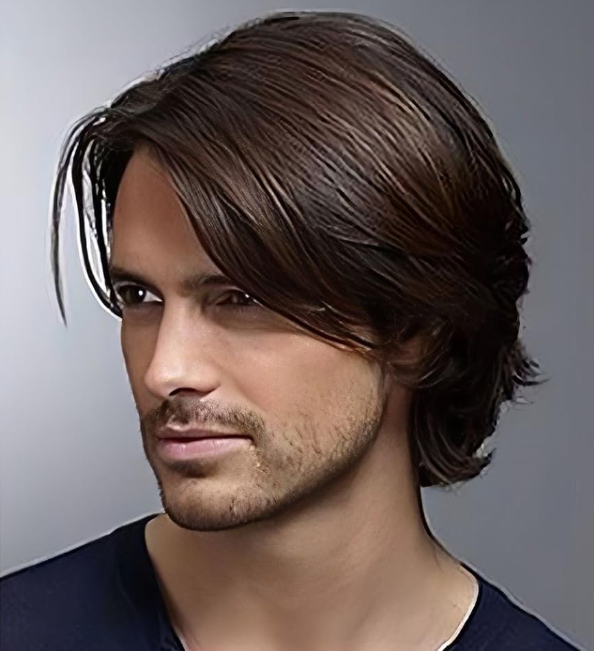 Perruque Brune Courte Raie