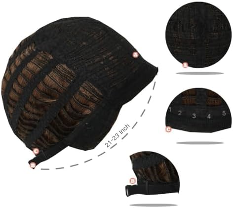 Vue 4 de Perruque Brune Courte Raie