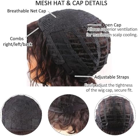 Vue 4 de Perruque Bob Ondulee Body