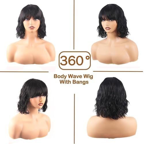 Vue 5 de Perruque Bob Ondulee Body
