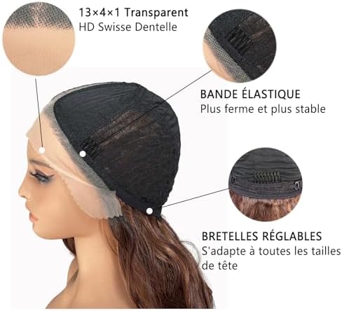 Vue 4 de Perruque Highlight Dentelle Avant