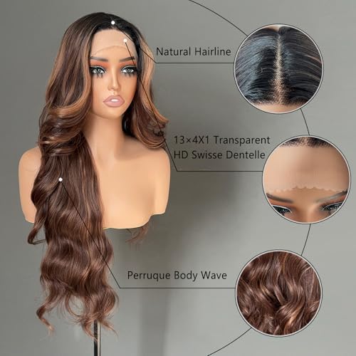 Vue 5 de Perruque Highlight Dentelle Avant