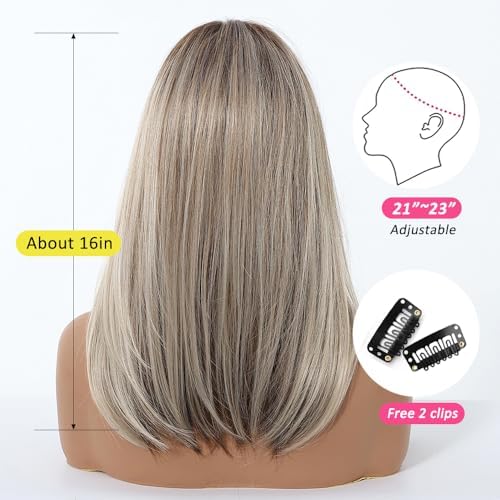 Vue 4 de Perruques Blondes Cendrees Mbrees