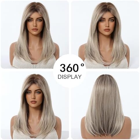 Vue 5 de Perruques Blondes Cendrees Mbrees