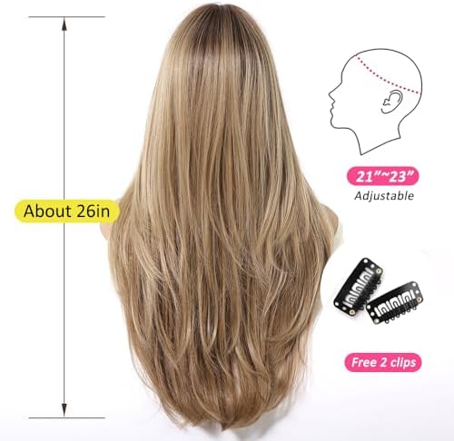 Vue 4 de Perruques Blonde Cendre Ombre