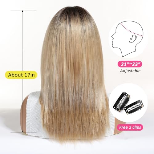 Vue 4 de Perruque Blonde Ombree Pour