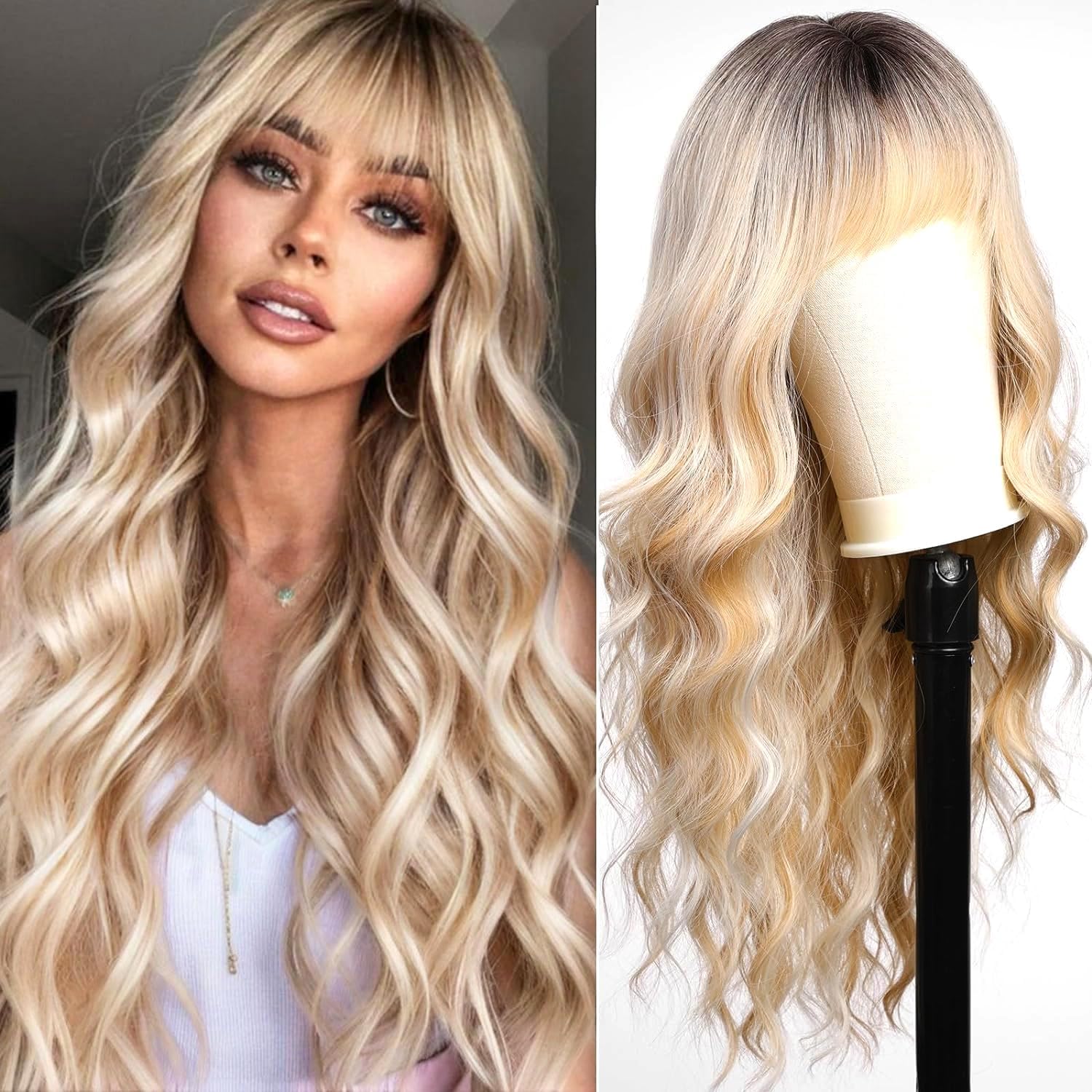 Porsmeer Perruque Blond Ombre