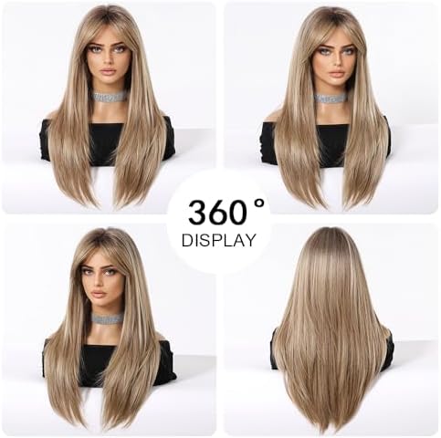 Vue 5 de Perruques Blondes Ombrees Pour