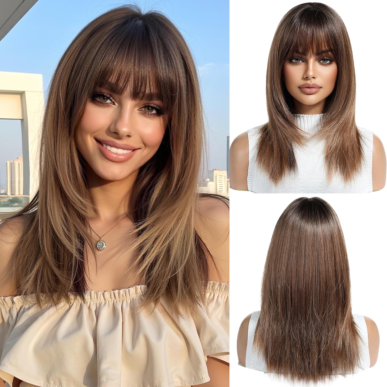 Perruques Brunes Ombrees Pour