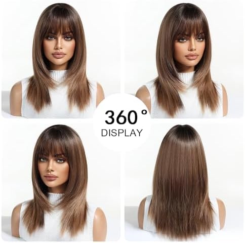 Vue 5 de Perruques Brunes Ombrees Pour
